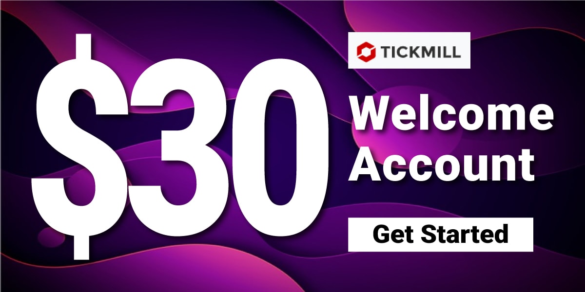 $30 Free welcome account no deposit bonus from Tickmill