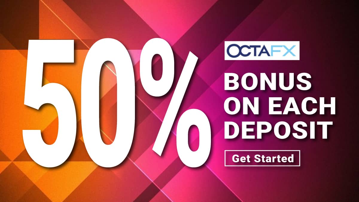 OctaFX 50% bonus on each deposit