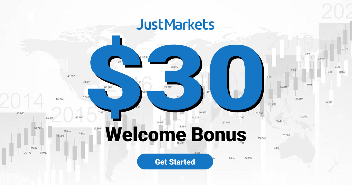 JustMarkets 30 USD Welcome No Deposit BonusJustMarkets 30 USD Welcome No Deposit Bonus