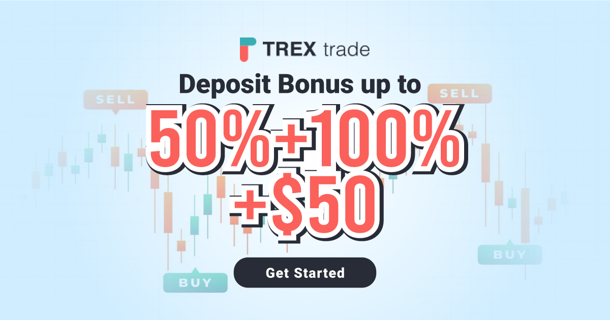 Receive $50 Cash 50% Deposit Bonus 100% Welcome BonusReceive $50 Cash 50% Deposit Bonus 100% Welcome Bonus - TREXtrade
